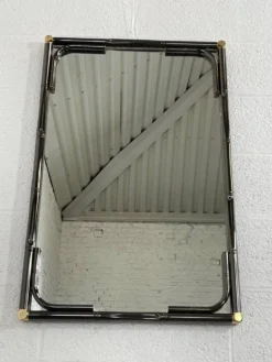 Miroir en métal noir et laiton finission canon de fusil