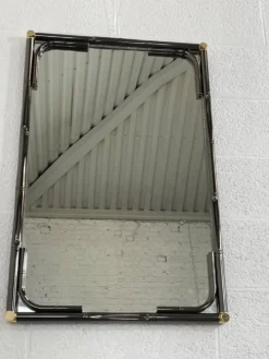 Miroir en métal noir et laiton finission canon de fusil