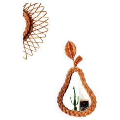 Miroir en osier tressé forme poire