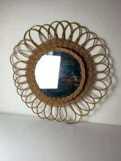 Miroir en osier vintage