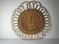 Miroir en osier vintage