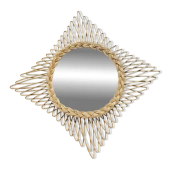 Miroir en osier vintage