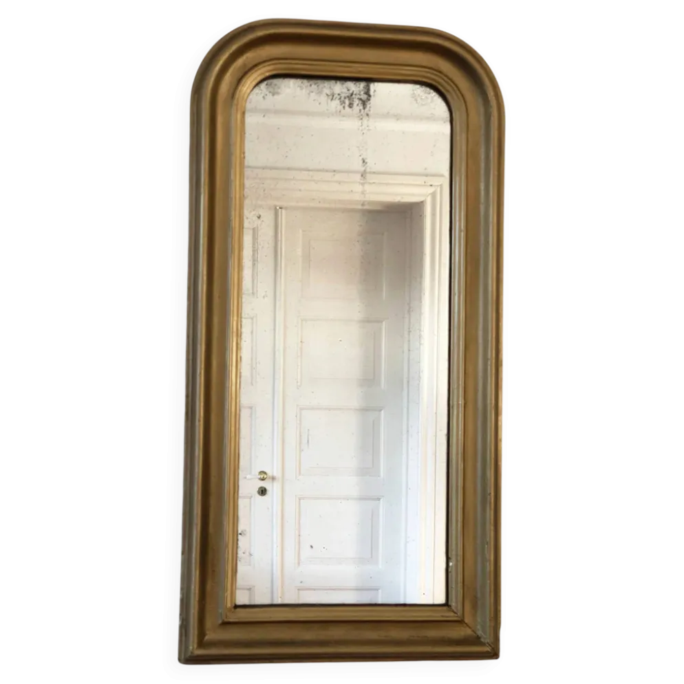 Miroir en pied antique français Louis Philippe – doré, fin du 19e siècle