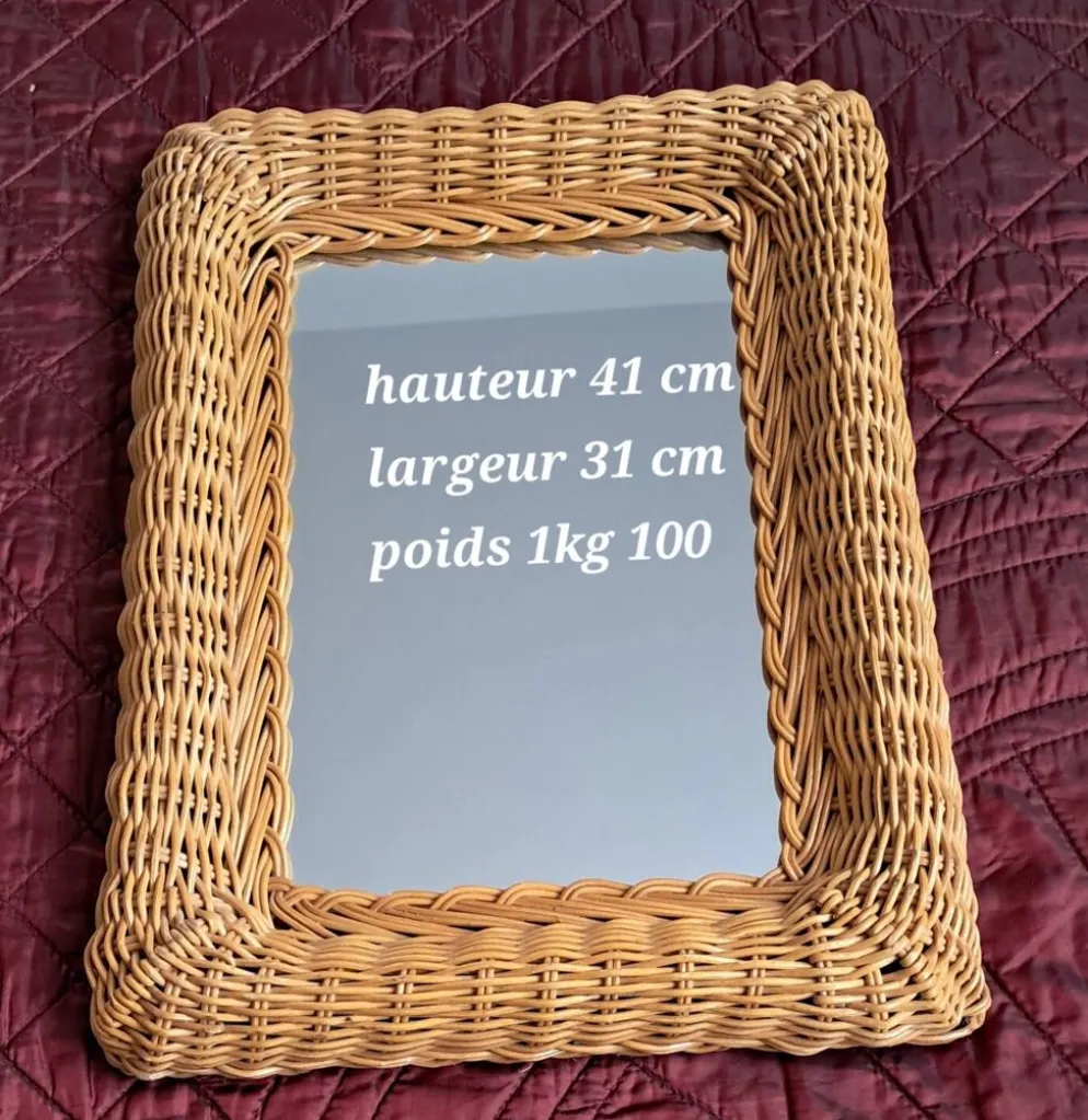 Miroir en rotin
