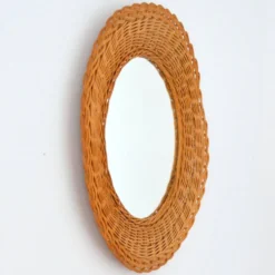 Miroir en rotin tressé, 1960