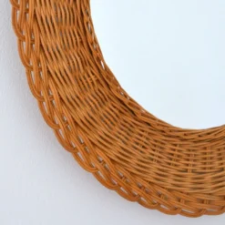 Miroir en rotin tressé, 1960
