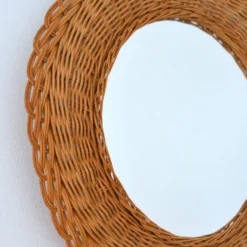 Miroir en rotin tressé, 1960