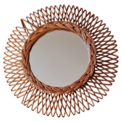 Miroir en rotin vintage