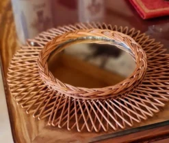 Miroir en rotin vintage