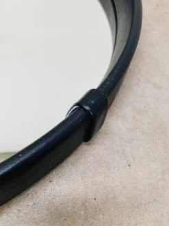 Miroir en simili-cuir noir, années 50