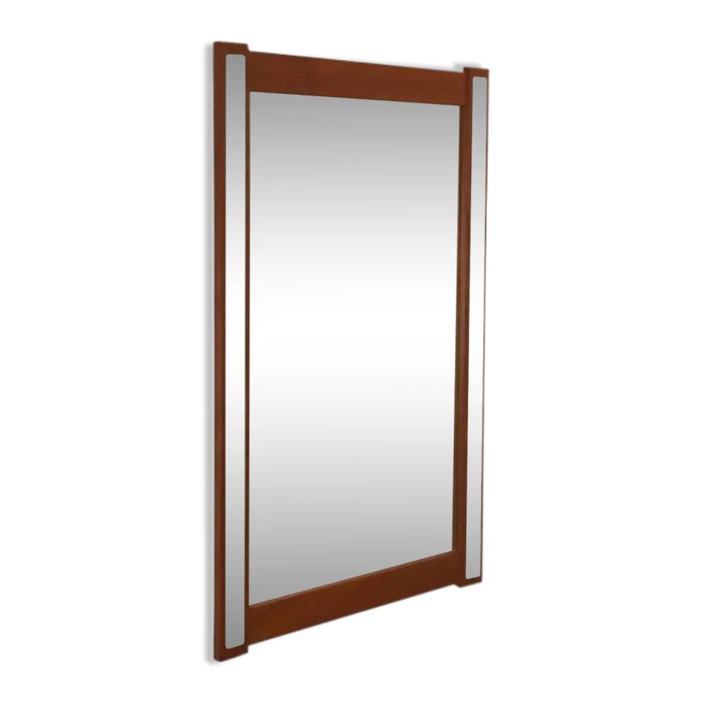 Miroir en teck avec des accents argentés