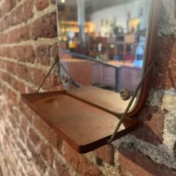 Miroir en teck avec étagère, années 1960