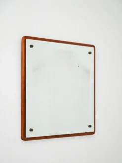 Miroir en teck carré scandinave des années 1960-70