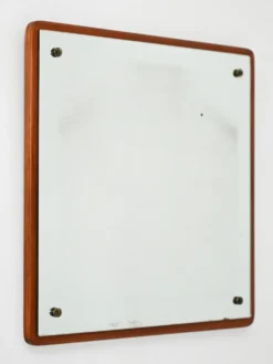 Miroir en teck carré scandinave des années 1960-70
