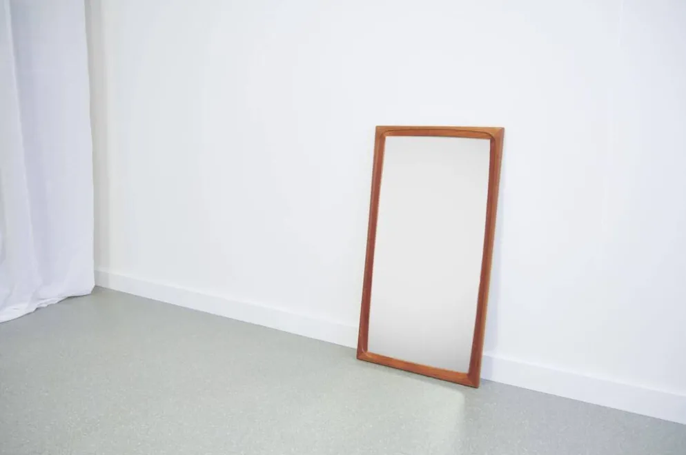 Miroir en teck danois avec cadre fraisée