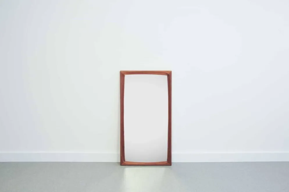 Miroir en teck danois avec cadre fraisée