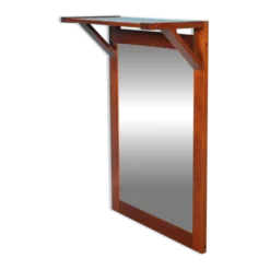 Miroir en teck danois avec étagère pour chapeaux des années 1960.