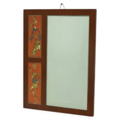 Miroir en teck et céramique par Atelier Pinson, années 1960