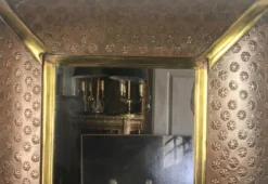 Miroir en tôle et cuivre repoussé des années 70 - 52 cm x 33 cm