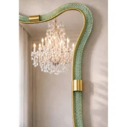 Miroir en verre de Murano italien contemporain en vert vieilli par Simoeng