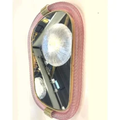 Miroir en verre de Murano rose vénitien de luxe avec accents en torciglione torchon