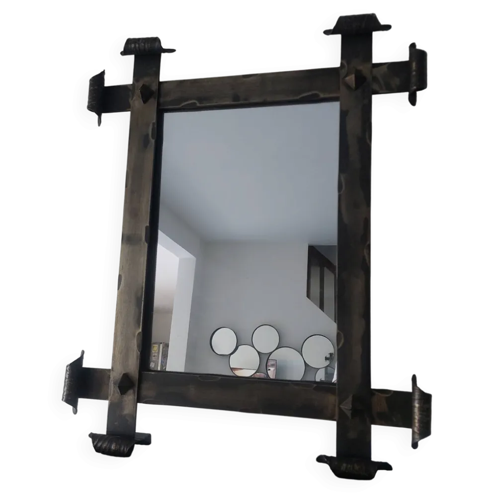 Miroir fer forgé brutaliste