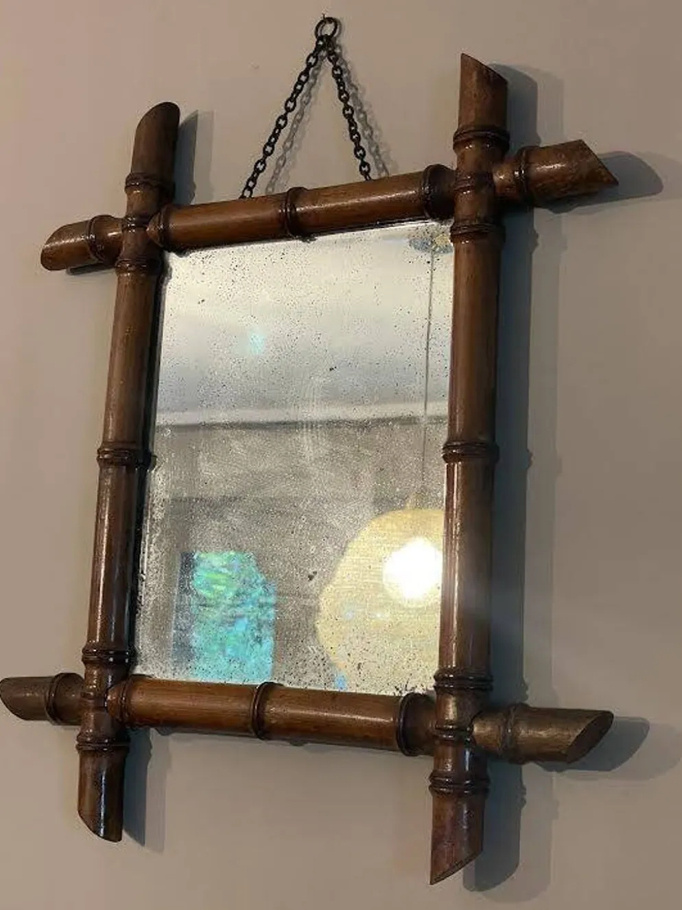 Miroir fin 19 ème en bambou