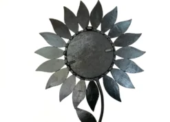 Miroir fleur en métal noir années 60 30x51cm