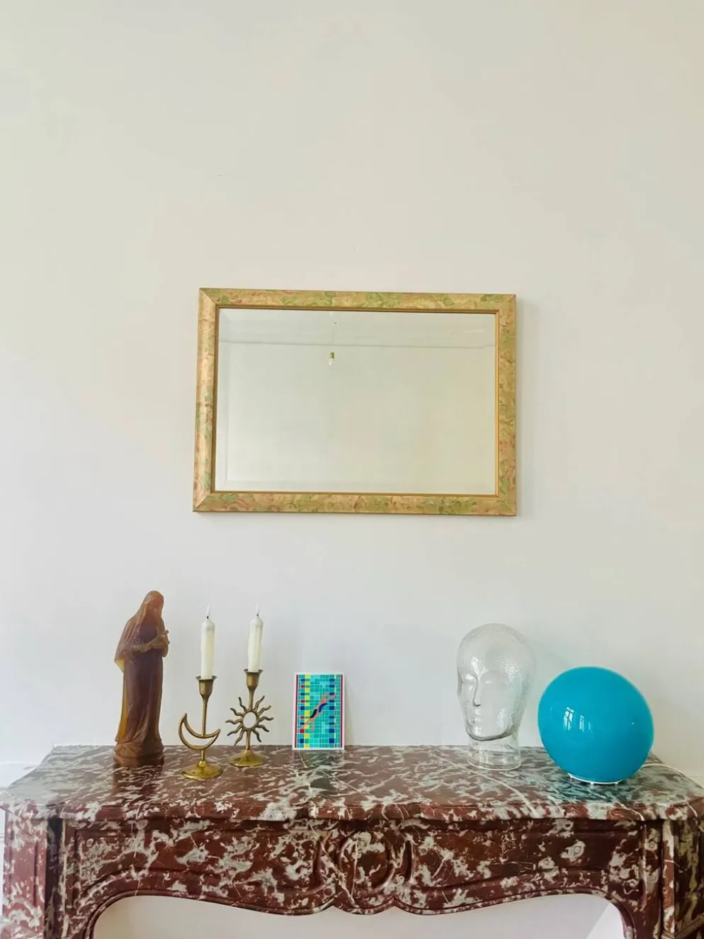Miroir floral biseauté