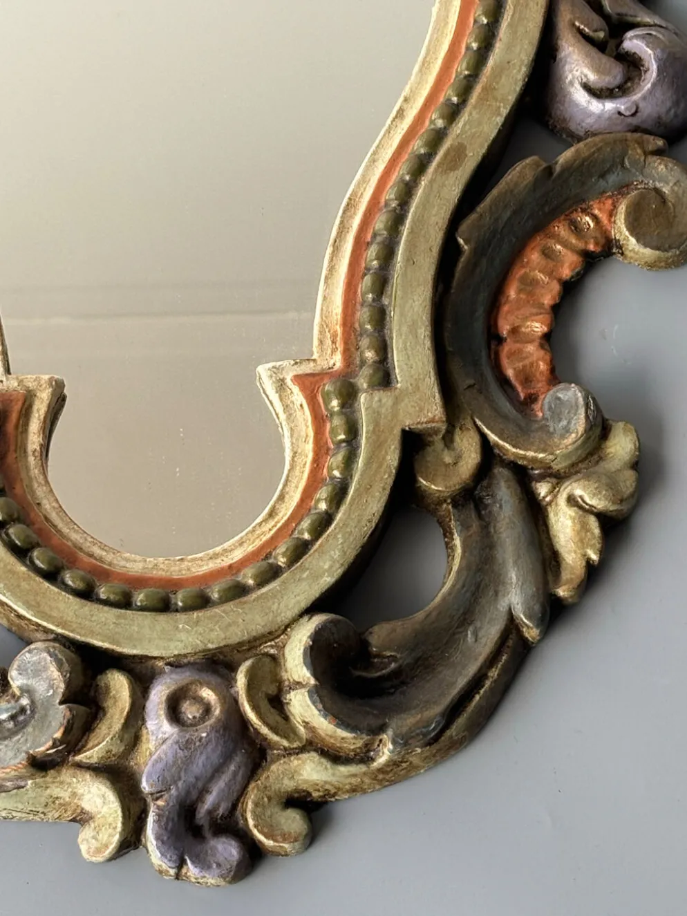 Miroir florentin vintage polychrome – Italie, années 1950