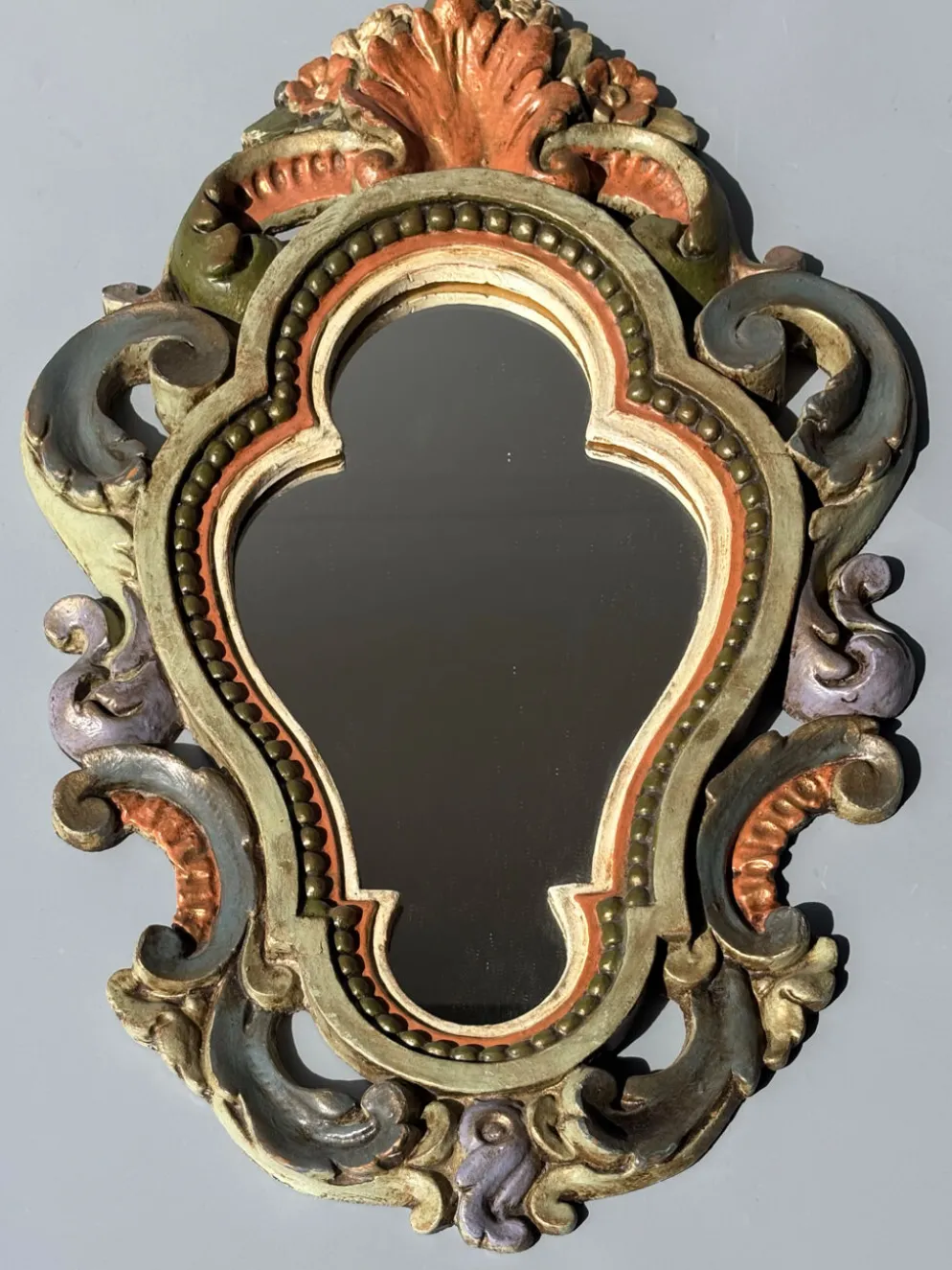 Miroir florentin vintage polychrome – Italie, années 1950