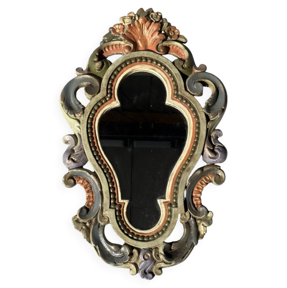 Miroir florentin vintage polychrome – Italie, années 1950