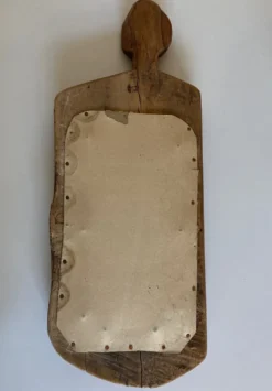 Miroir forme cubiste en bois brut Formentera 1970