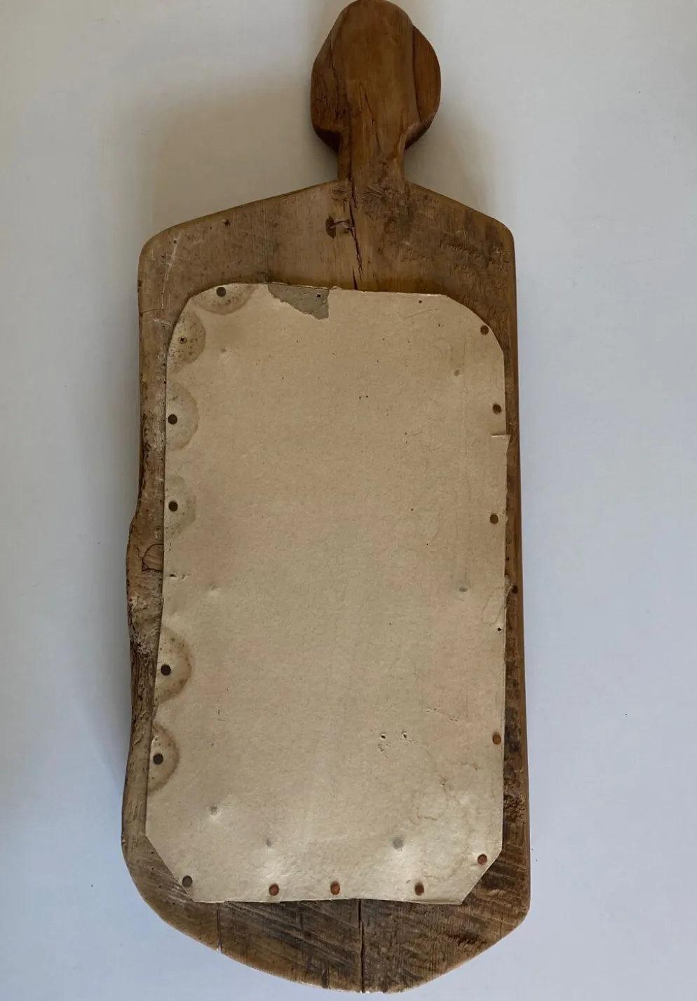 Miroir forme cubiste en bois brut Formentera 1970