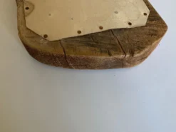 Miroir forme cubiste en bois brut Formentera 1970