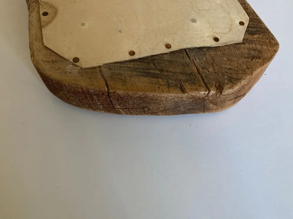 Miroir forme cubiste en bois brut Formentera 1970
