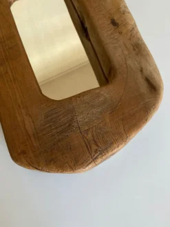 Miroir forme cubiste en bois brut Formentera 1970