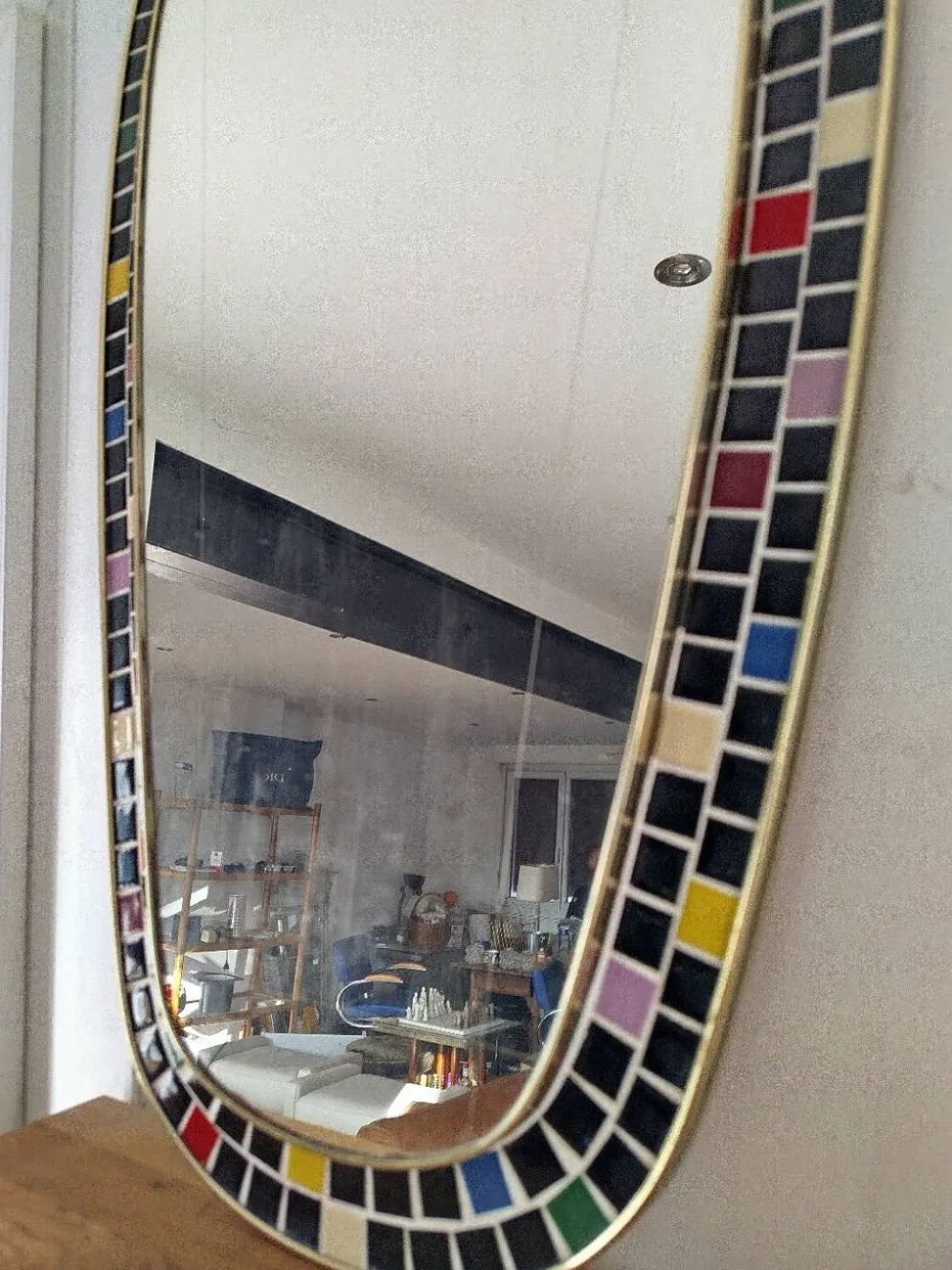 Miroir forme libre en céramique, avril 1968