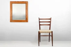 Miroir français avec cadre en bois de pin, années 1900