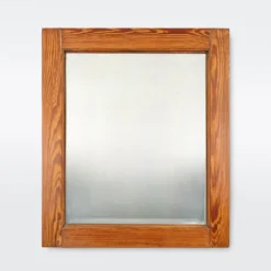 Miroir français avec cadre en bois de pin, années 1900