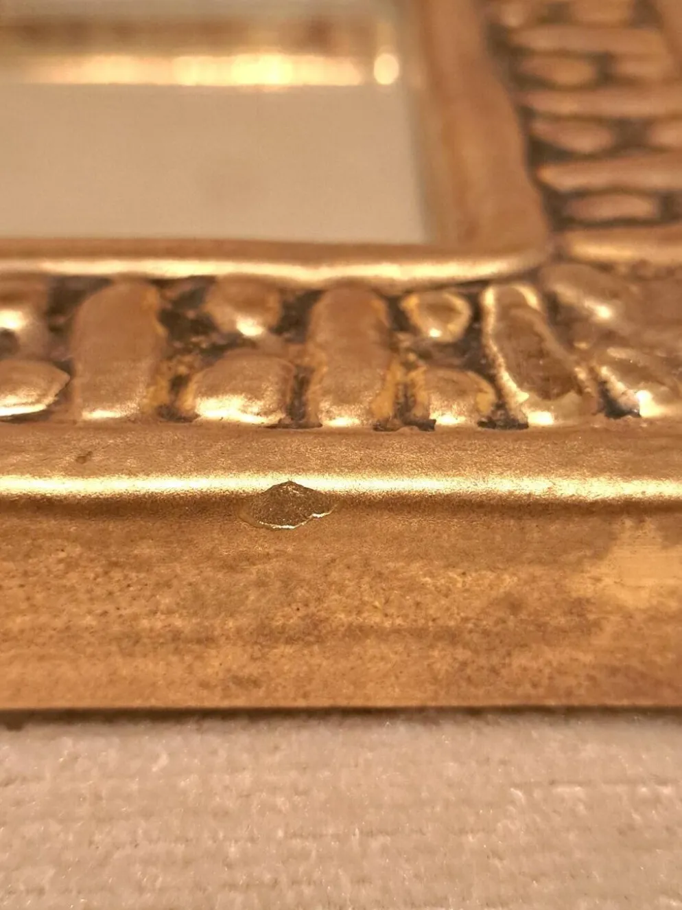 Miroir François Lembo en céramique doré