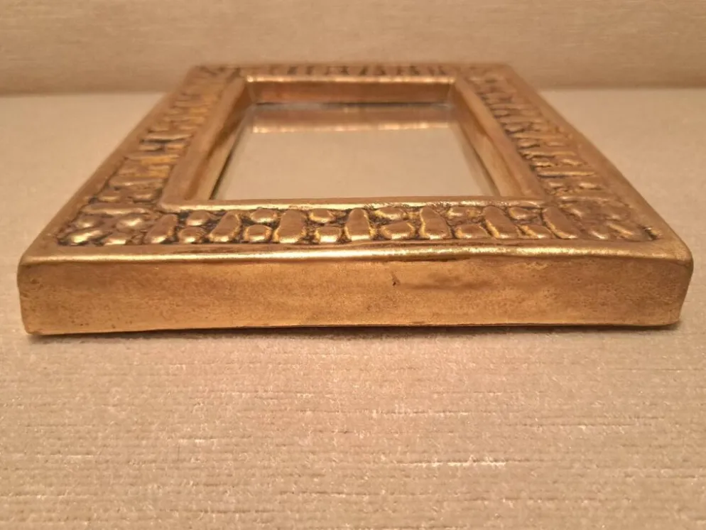 Miroir François Lembo en céramique doré