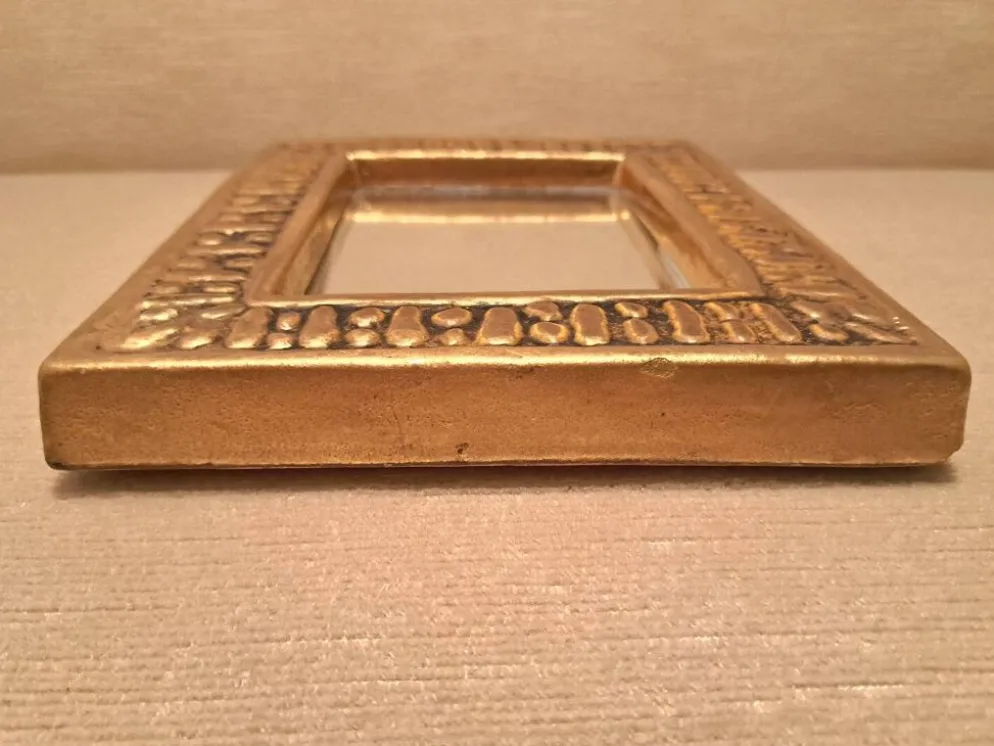 Miroir François Lembo en céramique doré