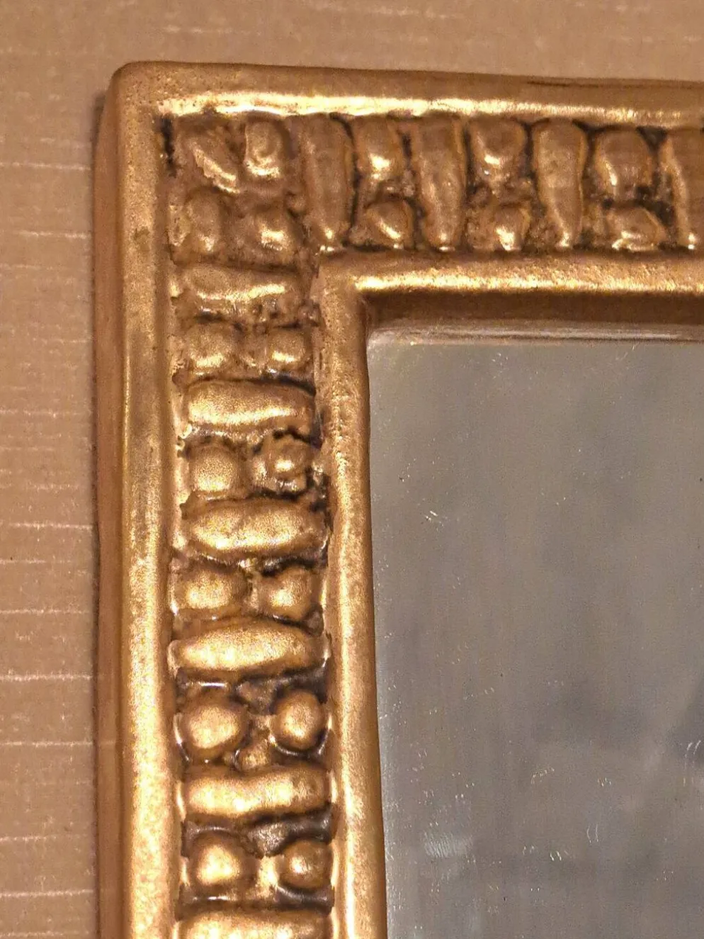 Miroir François Lembo en céramique doré