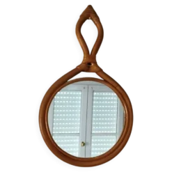 Miroir goutte en rotin, 1960