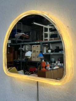 Miroir Hillebrand vintage demi-rond avec éclairage