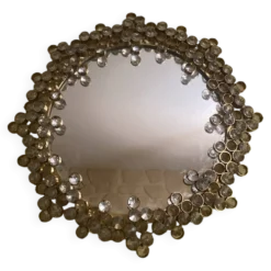 Miroir Hollywood Regency en cristal de Pawla
