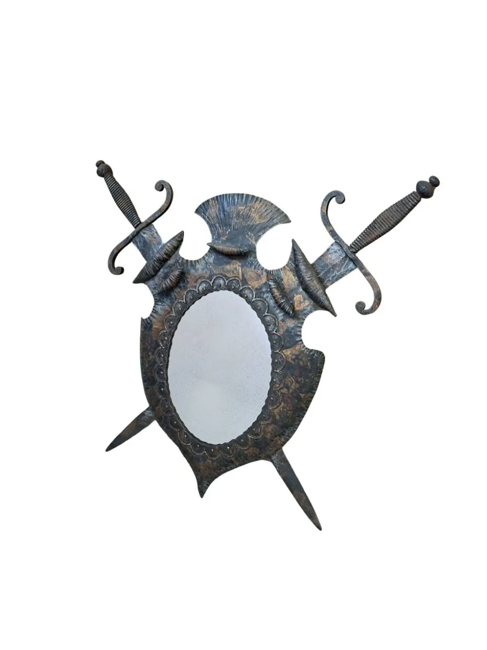 Miroir Héraldique des années 70 en Fer Forgé