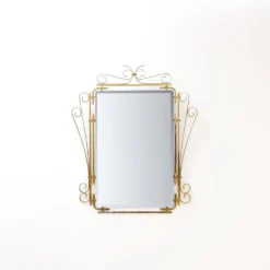 Miroir italien en laiton à volutes, milieu du siècle - 1950s