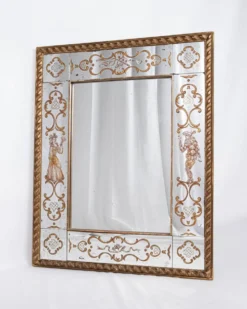 Miroir italien en verre églomisé, à parecloses, début XXe siècle